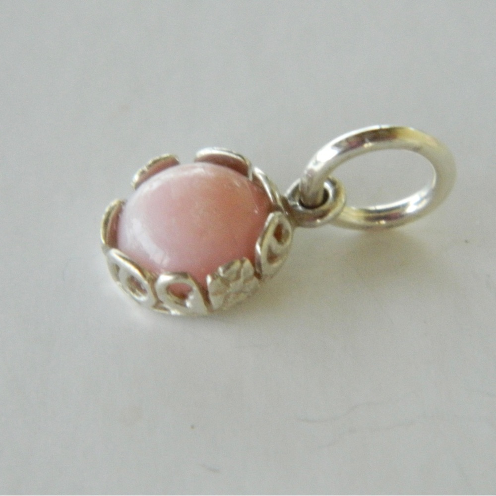 Solid 925 Sterling Silver Opal Charm Dangle - image 2